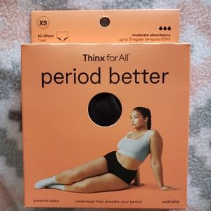 NIB Thinx For All Period Better Size XS Moderate Absorbency